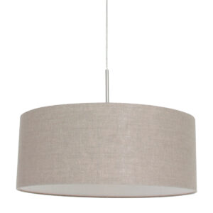 Staalkleurige hanglamp Sparkled Light 9890ST met grijs linnen kap