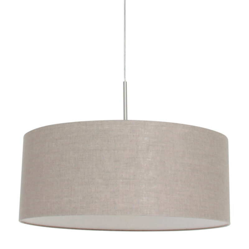 Staalkleurige hanglamp Sparkled Light 9890ST met grijs linnen kap