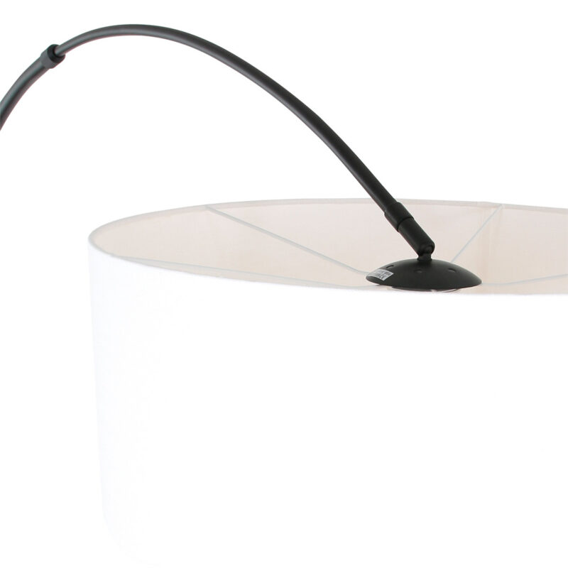 Zwarte vloerlamp / booglamp Sparkled Light 9899ZW met wit grof linnen kap - Afbeelding 14