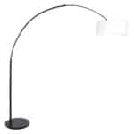 Zwarte vloerlamp / booglamp Sparkled Light 9899ZW met wit grof linnen kap