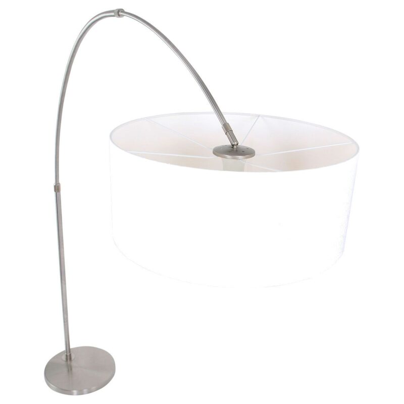 Staalkleurige vloerlamp booglamp Sparkled Light 9903ST met grof wit linnen kap - Afbeelding 14