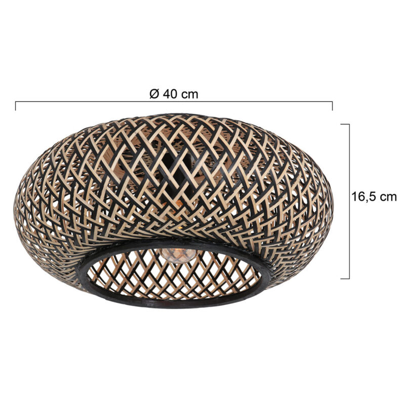 Bamboe houten plafondlamp Maze 3129BE lichtbruin met zwart - Afbeelding 7