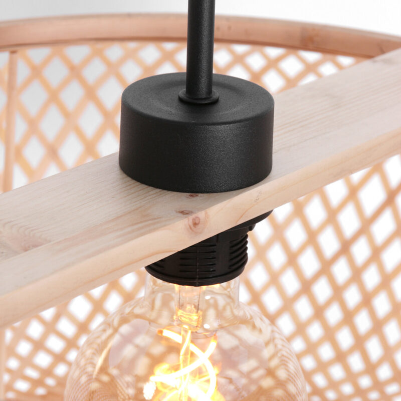Bamboe met houten hanglamp Maze 7505ZW Zwart Bruin - Afbeelding 3