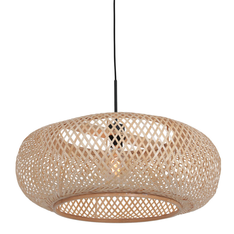 Bamboe met houten hanglamp Maze 7505ZW Zwart Bruin