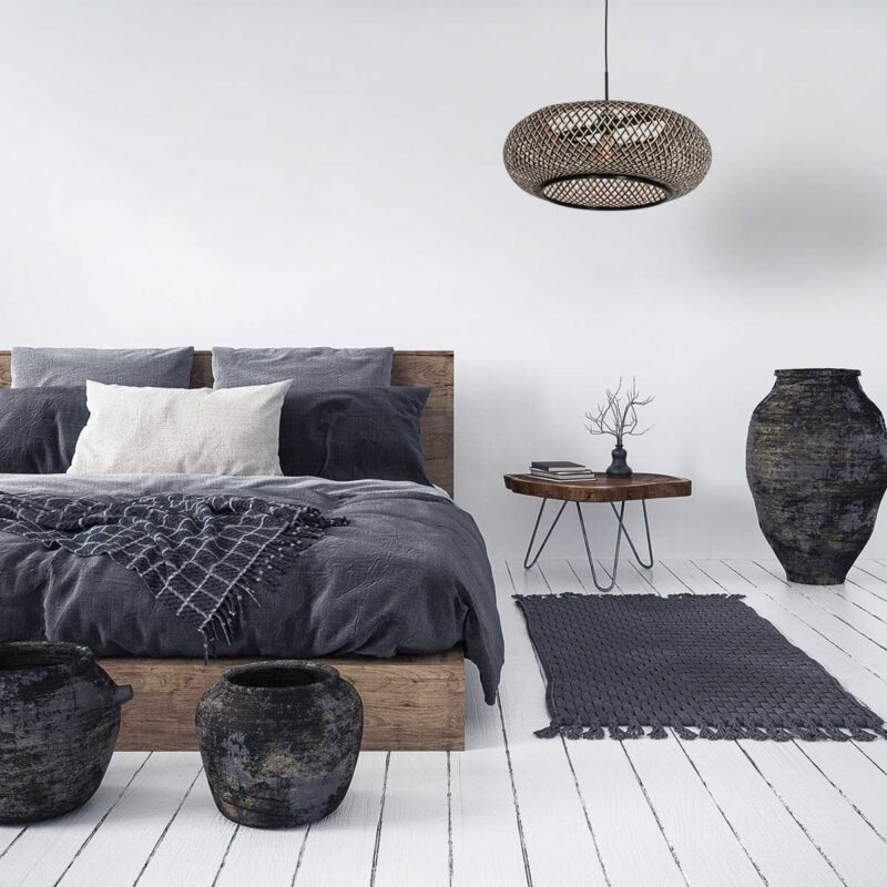 Bamboe met houten hanglamp Maze 7506ZW Zwart Bruin - Afbeelding 3