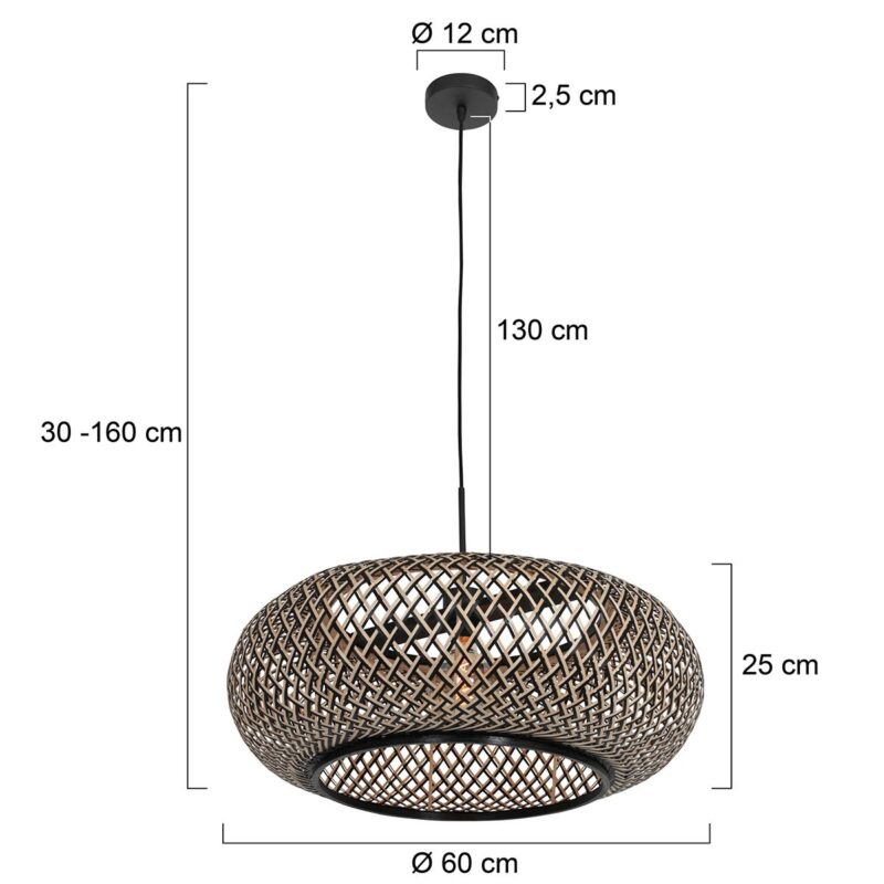 Bamboe met houten hanglamp Maze 7506ZW Zwart Bruin - Afbeelding 7