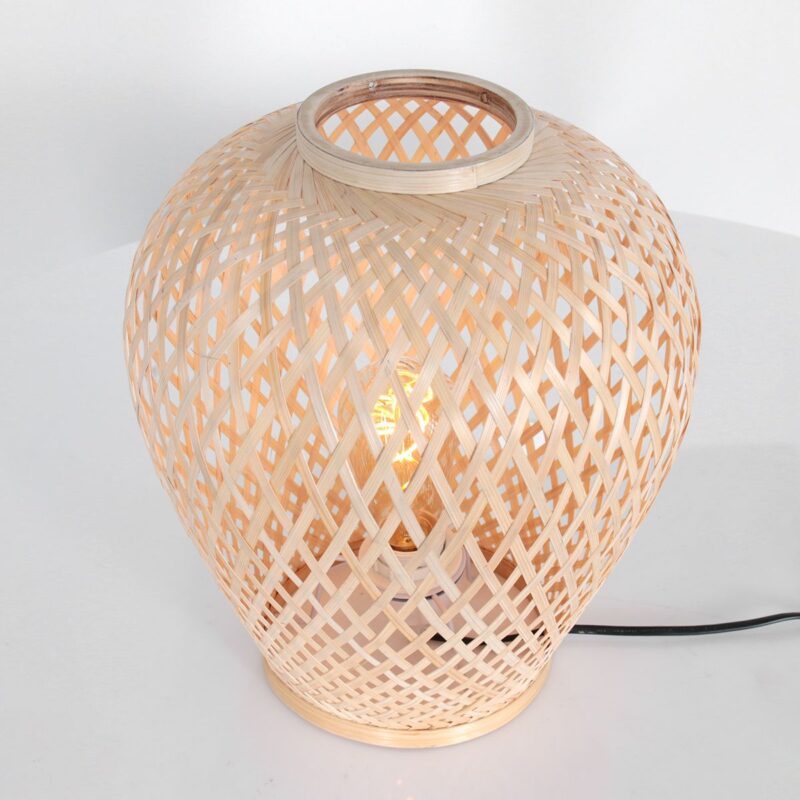 Bamboe tafellamp Maze 3130BE licht bruin E27 fitting - Afbeelding 8