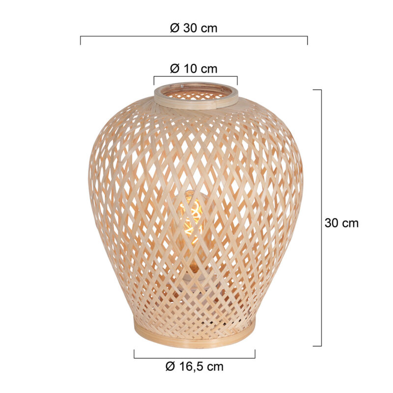 Bamboe tafellamp Maze 3130BE licht bruin E27 fitting - Afbeelding 6