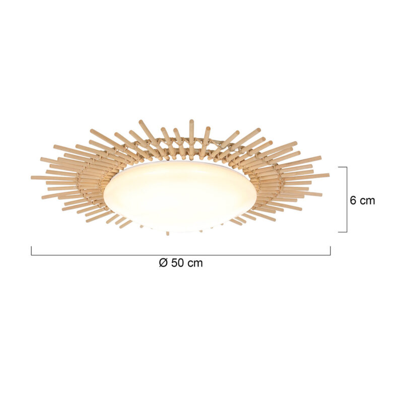 Blank rotan plafondlamp Aura 1894W ook geschikt voor badkamer - Afbeelding 6