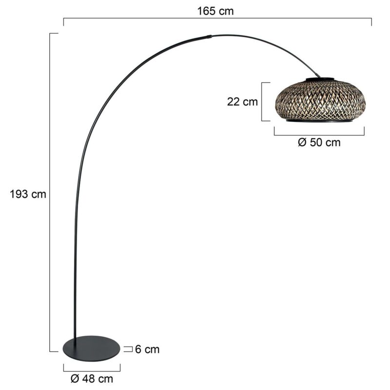 Lampe à arc Curve 4276ZW – Mélange élégant d'acier et de bambou - Image 6