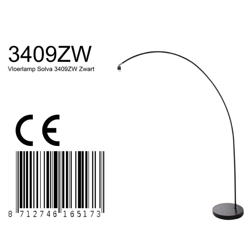 Booglamp Solva 3409ZW met E27 fitting zonder lampenkap - Afbeelding 7