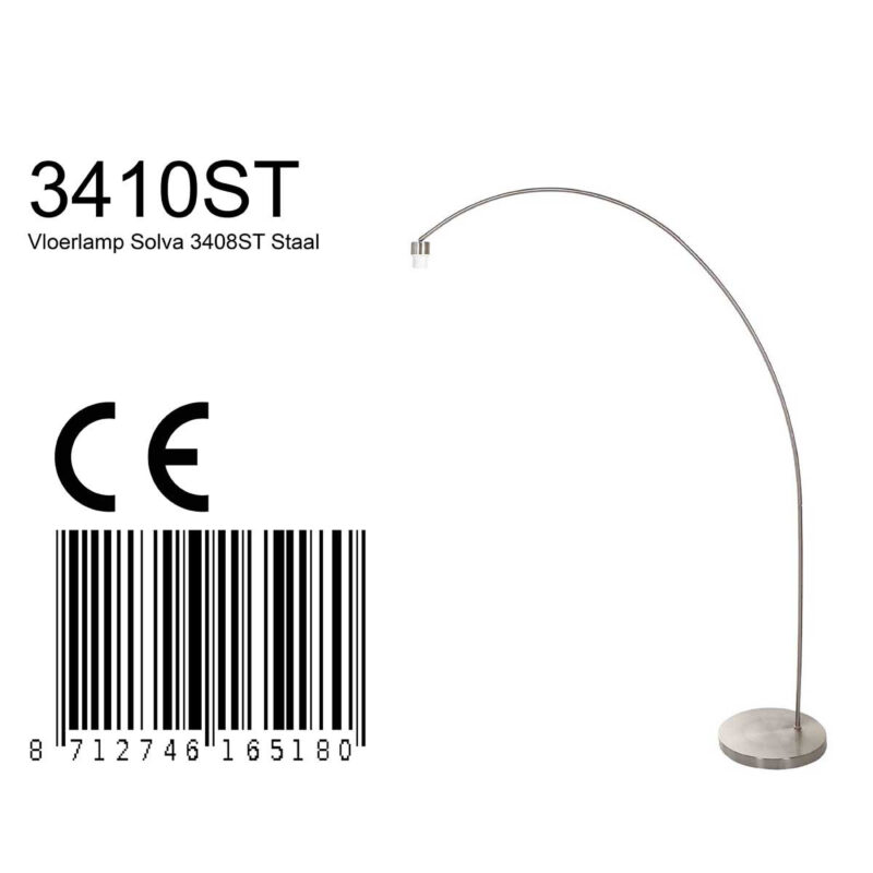 Booglamp Solva 3410ST met E27 fitting zonder lampenkap - Afbeelding 7