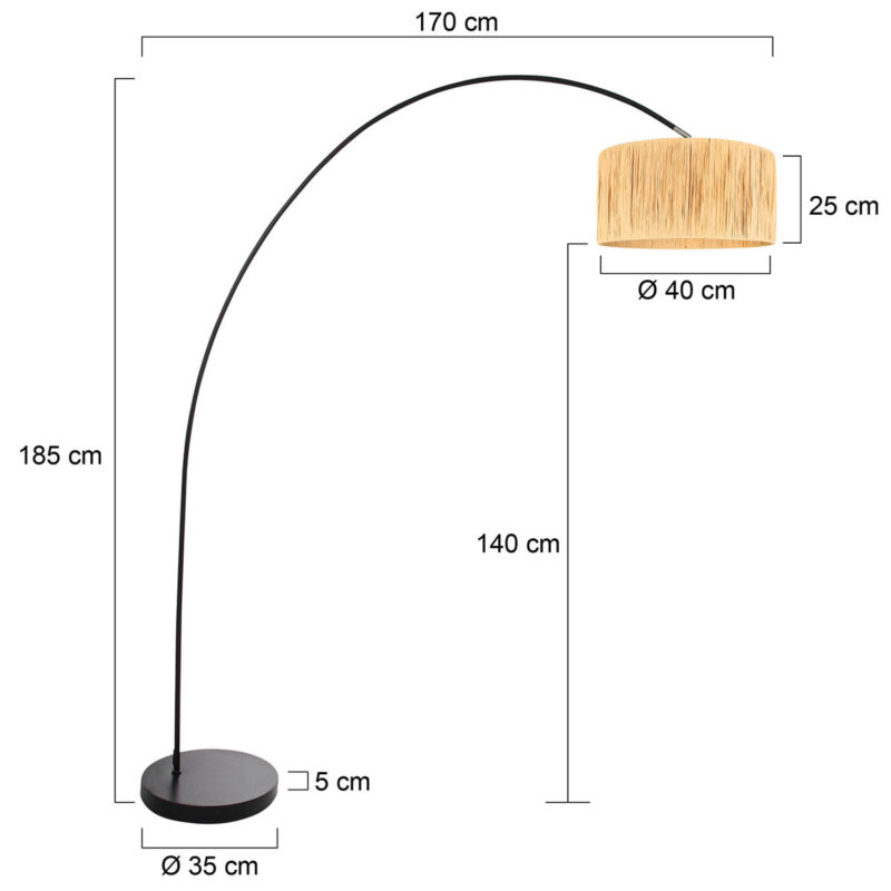 Lámpara de arco Solva 3740ZW con pantalla de hierba beige/amarilla - Imagen 7