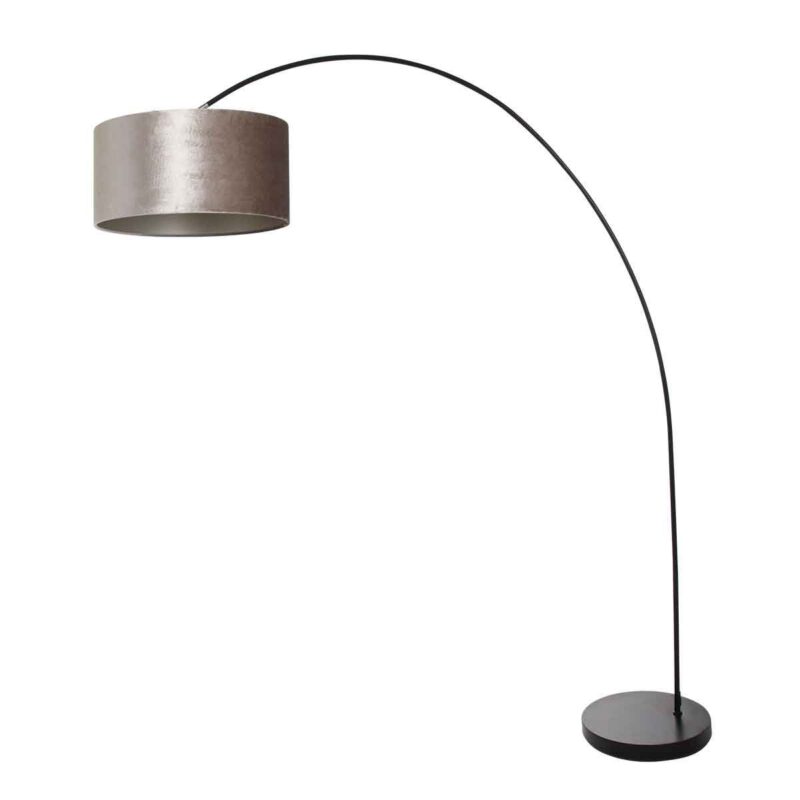 Lámpara de arco Solva 3895ZW Negra con pantalla de terciopelo topo - Imagen 2