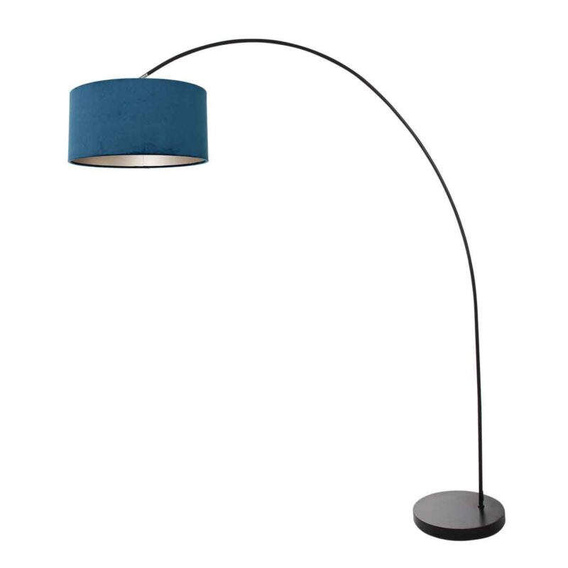 Lámpara de arco Solva 3900ZW negra con pantalla de terciopelo azul - Imagen 2