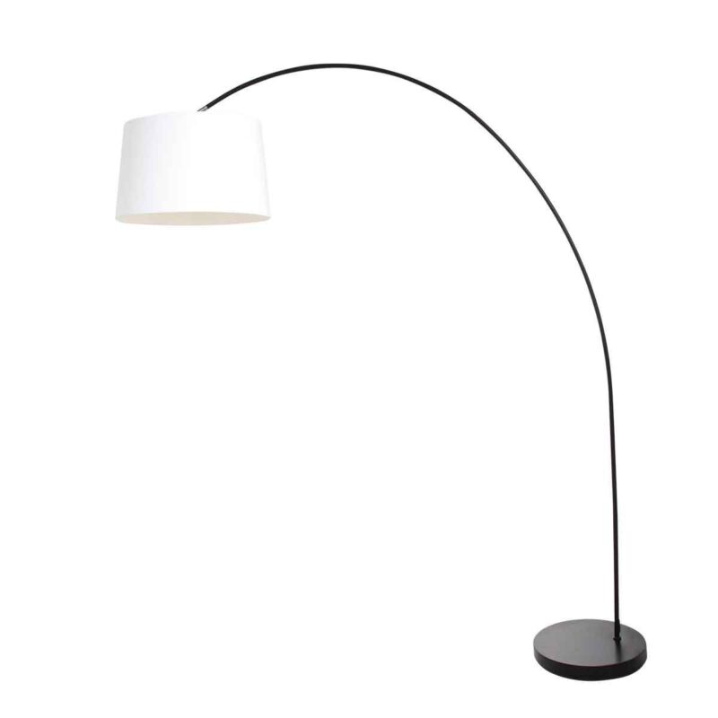 Booglamp Solva 3903ZW met een wit linnen lampenkap - Afbeelding 2