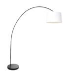 Booglamp Solva 3903ZW met een wit linnen lampenkap