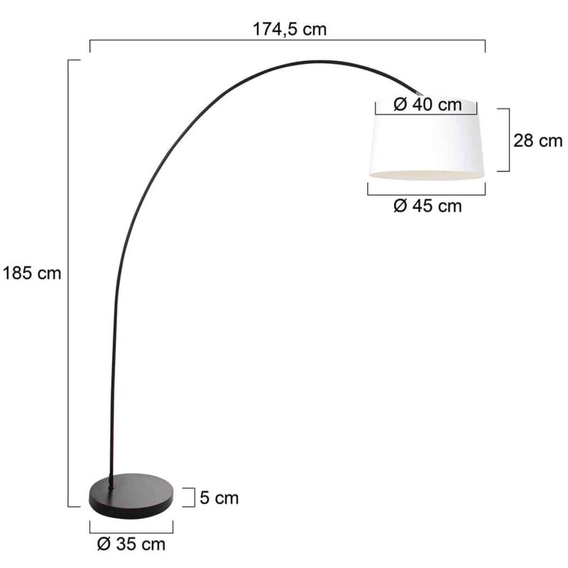 Booglamp Solva 3903ZW met een wit linnen lampenkap - Afbeelding 6