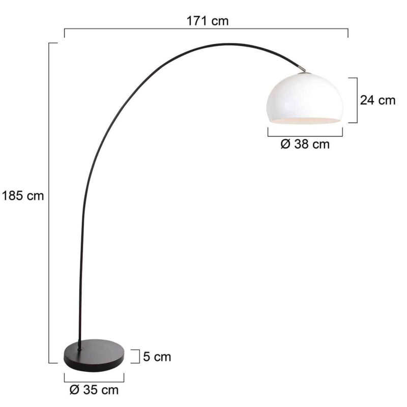 Booglamp Solva 3906ZW met een wit kunststof lampenkap - Afbeelding 6