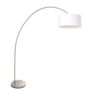 Booglamp Solva 3908ST Staal met een wit linnen lampenkap