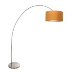 Lampe à arc Solva 3910ST en acier avec abat-jour en velours doré