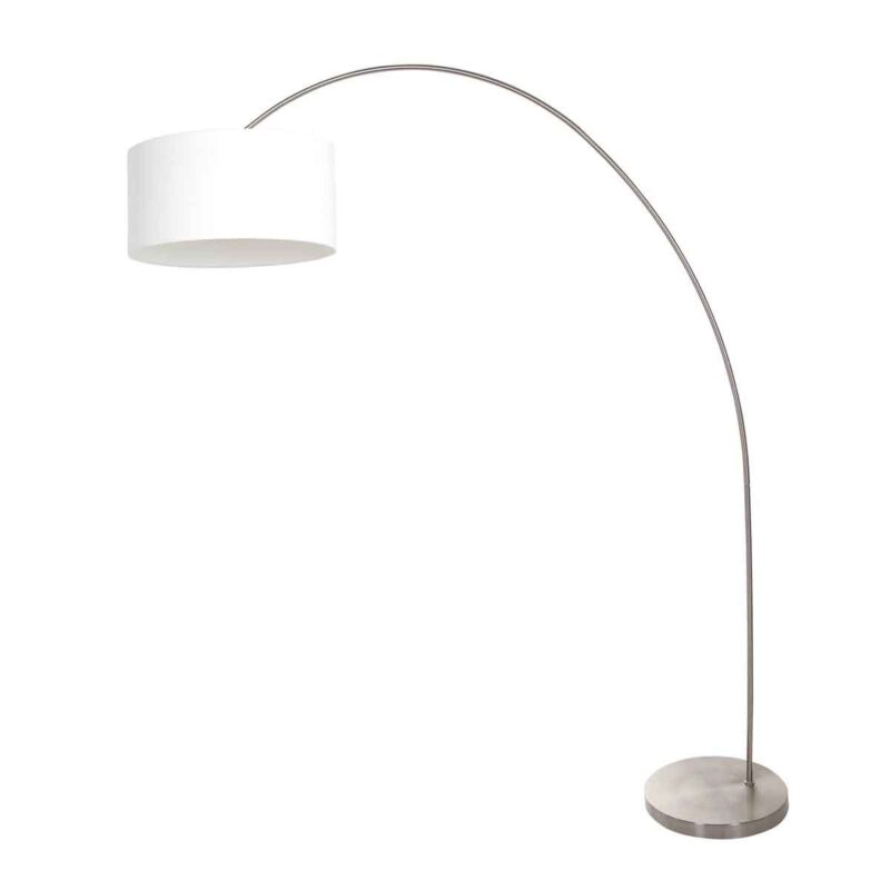 Booglamp Solva 3911ST met een grof wit linnen kap - Afbeelding 2