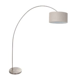 Booglamp Solva 3912ST Staal met een grijs linnen lampenkap