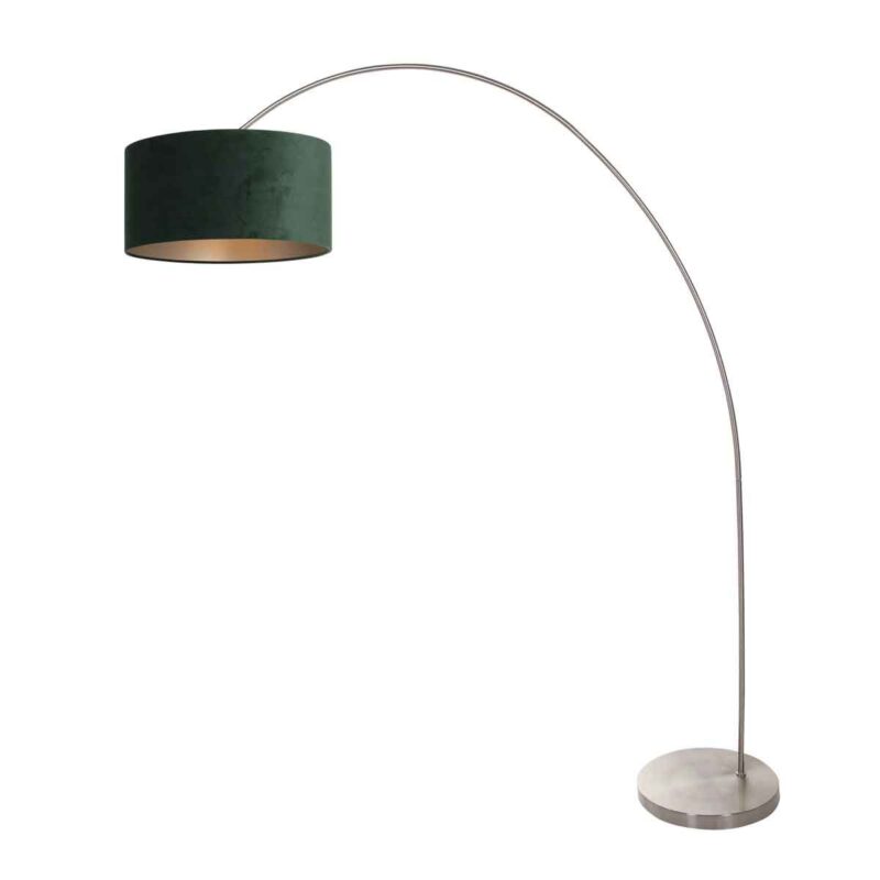 Booglamp Solva 3913ST met een groen fluwelen lampenkap - Afbeelding 2