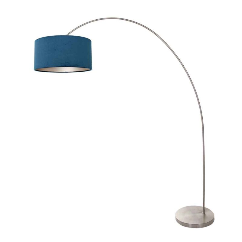 Booglamp Solva 3914ST Staal met een blauw fluwelen lampenkap - Afbeelding 2