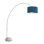 Lampe à arc Solva 3914ST en acier avec abat-jour en velours bleu