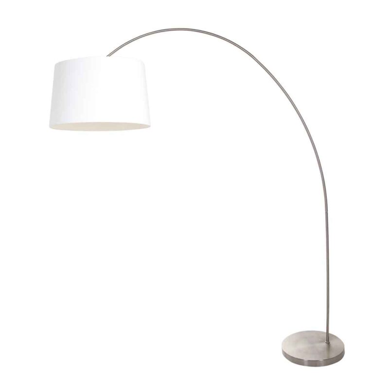 Booglamp Solva 3916ST met een wit linnen lampenkap - Afbeelding 2