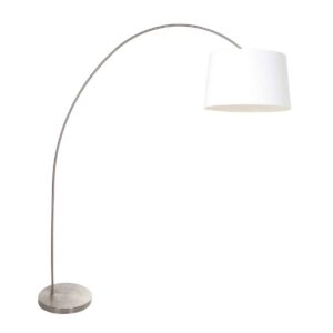 Booglamp Solva 3916ST met een wit linnen lampenkap