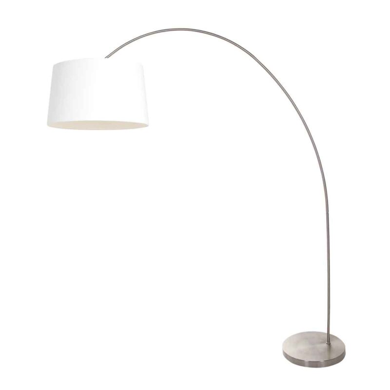 Booglamp Solva 3917ST met een wit grof linnen lampenkap - Afbeelding 2