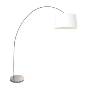 Booglamp Solva 3917ST met een wit grof linnen lampenkap