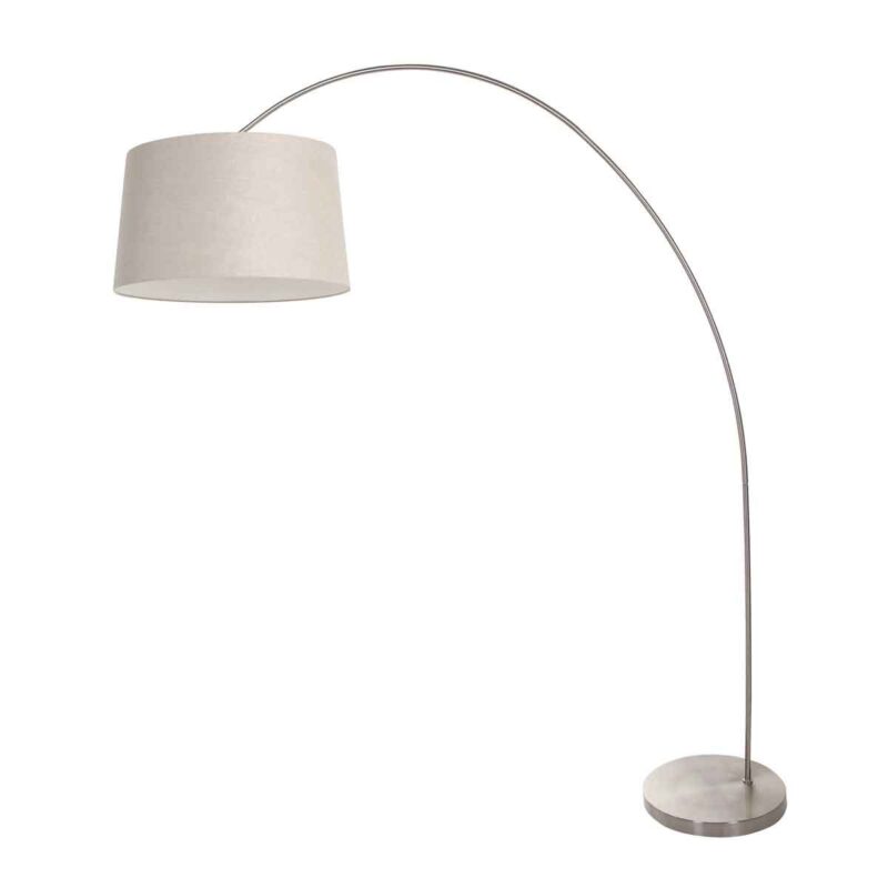 Booglamp Solva 3918ST met een grijs linnen lampenkap - Afbeelding 2