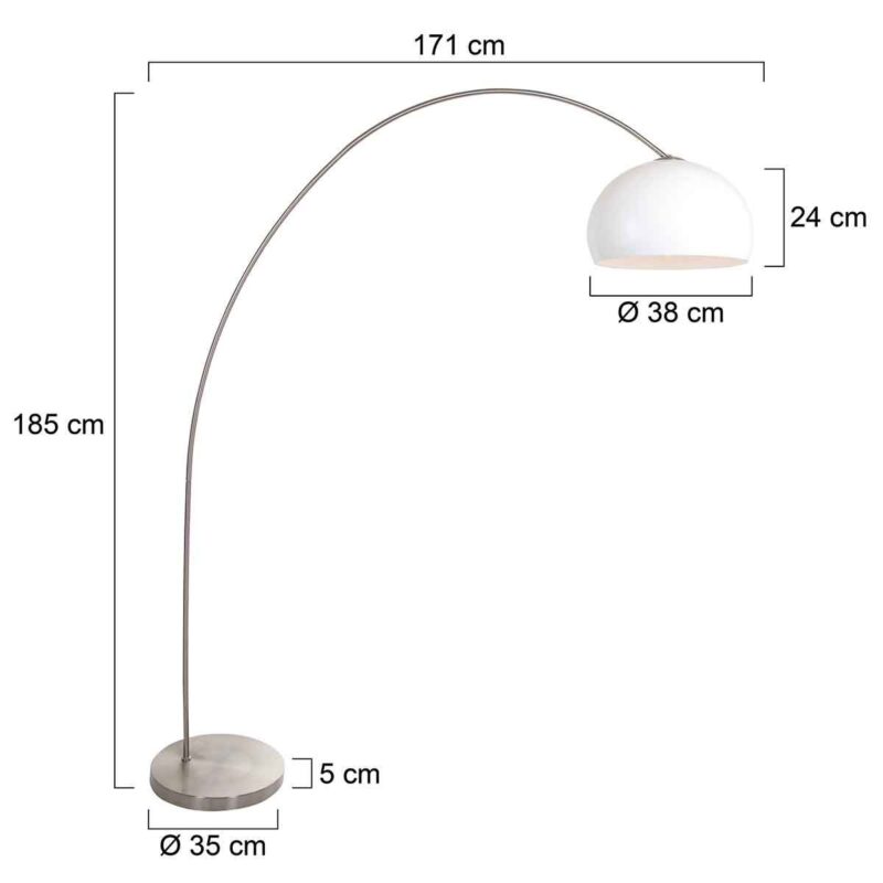 Booglamp Solva 3919ST met een wit kunststof lampenkap - Afbeelding 6