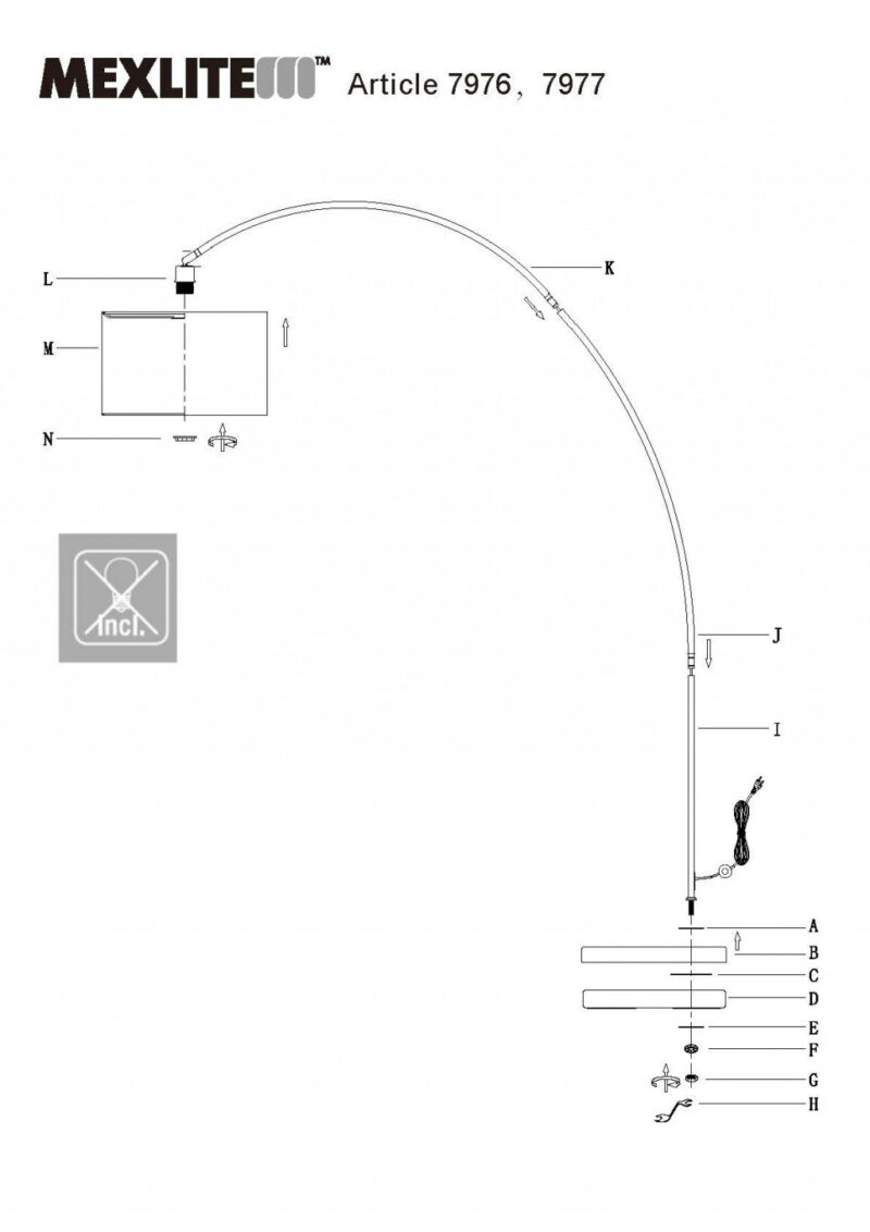 Booglamp Solva 7976ZW met zwarte lampenkap E27 - Afbeelding 9