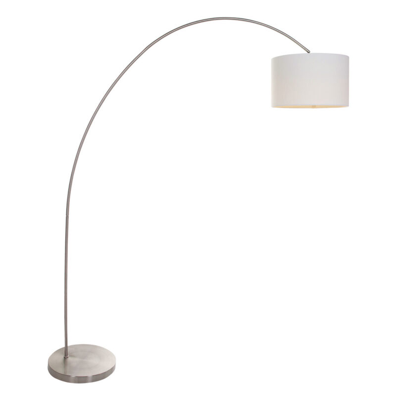 Booglamp Solva 7977ST met grof linnen witte lampenkap E27 - Afbeelding 2