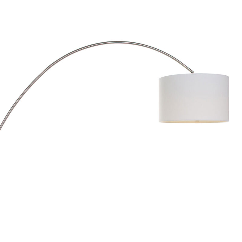 Booglamp Solva 7977ST met grof linnen witte lampenkap E27 - Afbeelding 3