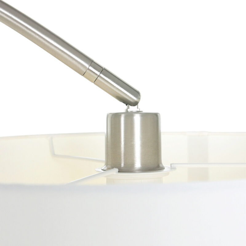 Booglamp Solva 7977ST met grof linnen witte lampenkap E27 - Afbeelding 4