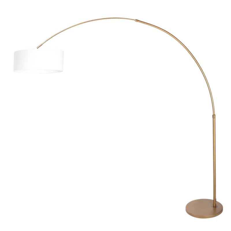 Bronskleurige Booglamp Sparkled Light 4304BR – Stijlvolle Verlichting met Grof Linnen Kap - Afbeelding 2