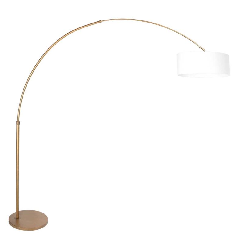 Bronskleurige Booglamp Sparkled Light 4304BR – Stijlvolle Verlichting met Grof Linnen Kap