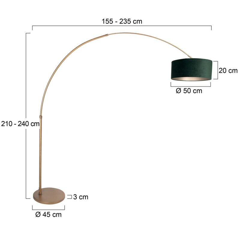 Lámpara de arco de bronce con luz brillante 4305BR: iluminación elegante con pantalla de terciopelo - Imagen 6