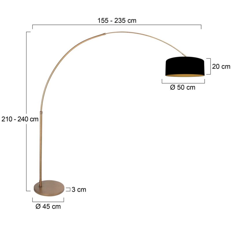 Bronzebuelampe med funklende lys 4306BR – Stilfuld belysning med sort linnedskærm - Billede 6