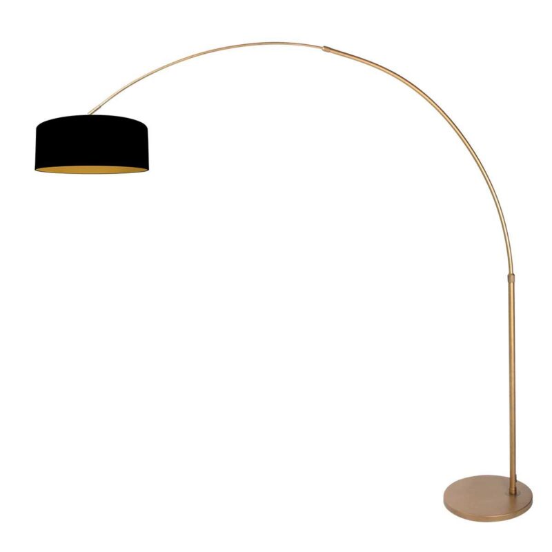 Bronskleurige Booglamp Sparkled Light 4306BR – Stijlvolle Verlichting met Zwart Linnen Kap - Afbeelding 2