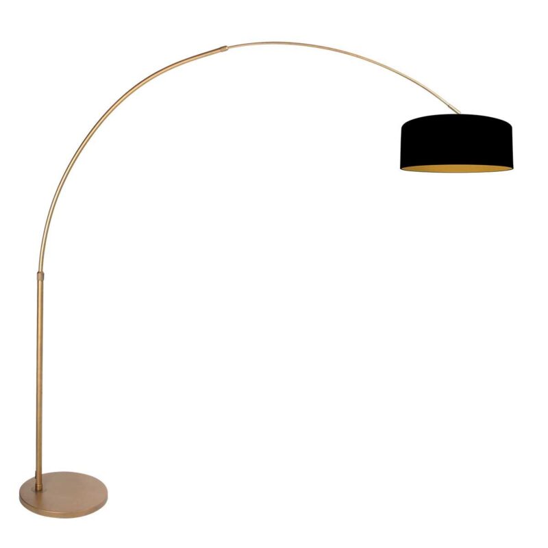 Bronskleurige Booglamp Sparkled Light 4306BR – Stijlvolle Verlichting met Zwart Linnen Kap