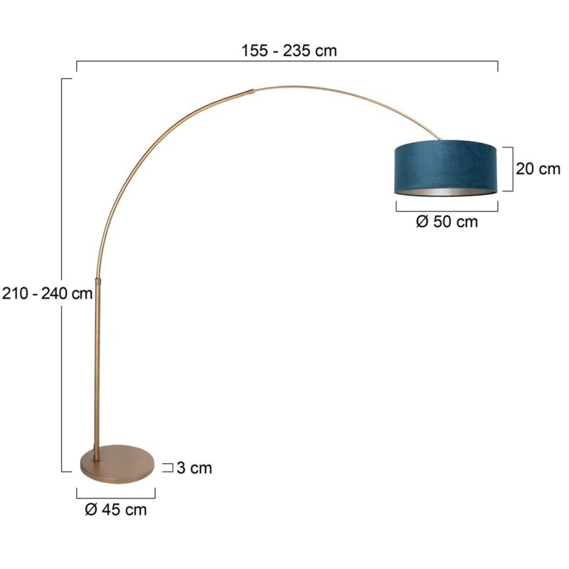 Lampe à arc en bronze Sparkled Light 4307BR – Éclairage élégant avec abat-jour en velours – Image 6