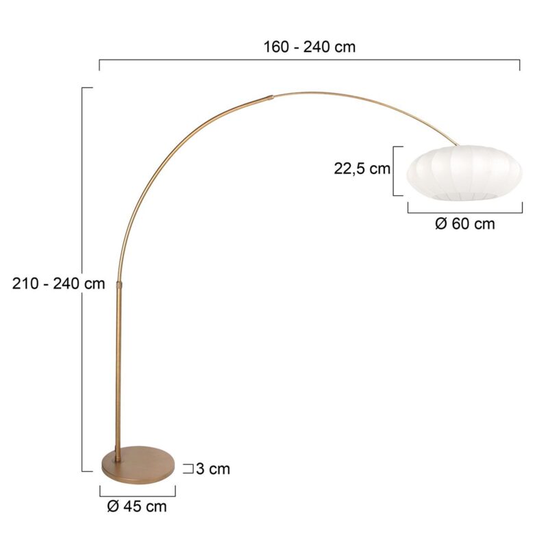 Bronskleurige Booglamp Sparkled Light 4308BR – Stijlvolle Verlichting met Zijde Kap - Afbeelding 6