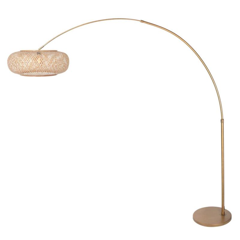 Bronskleurige Booglamp Sparkled Light 4309BR – Stijlvolle Verlichting met Bamboe Kap - Afbeelding 2