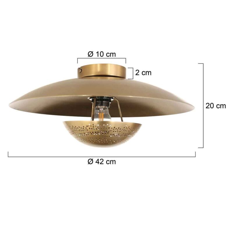 Bronskleurige plafondlamp Brassi Ø42cm 3681BR met grote fitting - Afbeelding 7